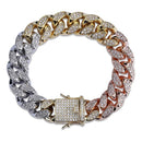 TOPGRILLZ Hip Hop Male Jewelry Bracelet Copper Iced Out Gold Color Plated CZ Stone 14mm Chain Bracelets With 7" 8" Two sizes