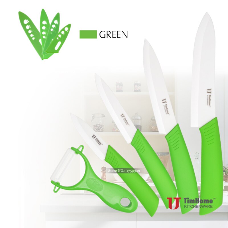 Heißer Verkauf Timhome Zirkonia 3 "4" 5 "6" Keramikmesser Set Messer mit Abdeckungen Küchenmesser Schälwerkzeuge