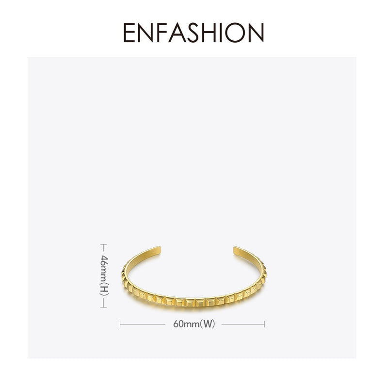ENFASHION Pyramid Cuff Bracelet Gold Color Stainless Steel Punk Spike Bracelets Bangles For Women Jewelry Pulseira BF192008