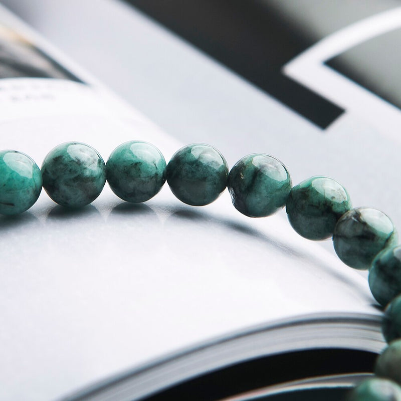 Genuine Natural Green Emerald Crystal Round Beads Bracelet 7mm 8mm 9mm 10mm Gemstone Women Stone Rarest Bracelet Jewelry AAAAA