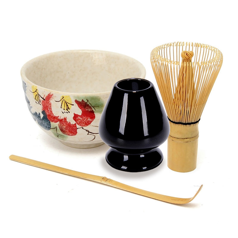 Teeservice aus Bambus, natürlich, Matcha, Grünteepulver, Schneebesen, Schaufel, Keramikschüssel-Set, japanische Teegeschirr-Zeremonie