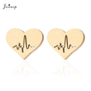 Jisensp Ecg Heartbeat collar amor corazón collares colgantes para mujeres oro Acero inoxidable joyería pendientes Doctor Accesorios