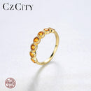 CZCITY Real 925 Sterling Silver Eternity Rings for Women Engagement Wedding Fine Jewelry Round Topaz Gemstone Bague Femme SR0252