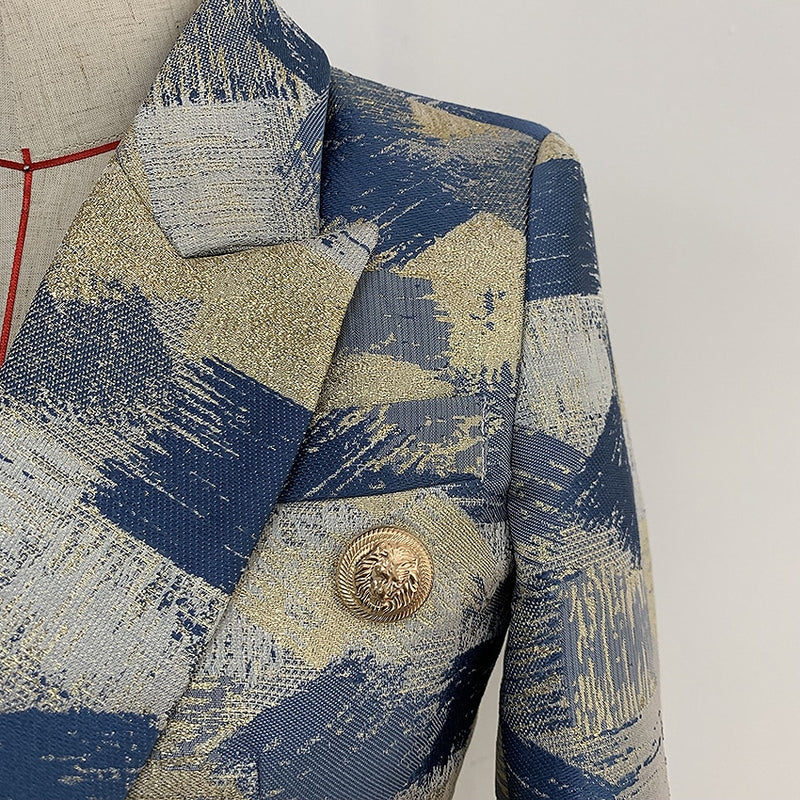 Alta calidad nueva moda 2022 chaqueta de diseñador chaqueta de mujer León botones de Metal doble botonadura colores pintura Jacquard Blazer