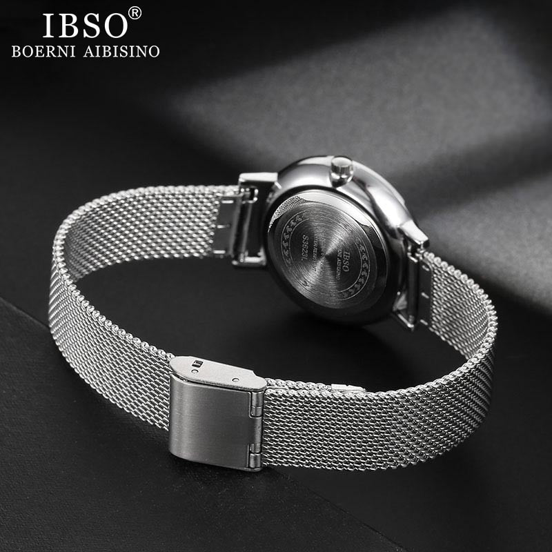 IBSO, conjunto de reloj de cuarzo para mujer, pulsera de diseño de cristal, collar, conjuntos de reloj, joyería femenina, reloj de lujo de plata a la moda, regalo para mujer