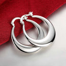 925 Silver Fashion Moon Hoop Earring For Women Silver Jewelry