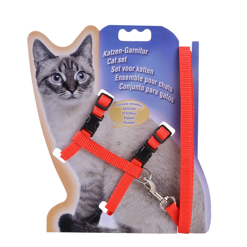 Nylon Cat Harness And Leash Set Pet Products For Animals Adjustable Dog Traction Harness Belt Cat Kitten Halter Cat Collar