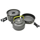 Ultra-light Aluminum Alloy Camping Cookware Utensils Outdoor Cooking Teapot Picnic Tableware Kettle Pot Frying Pan 3pcs/Set