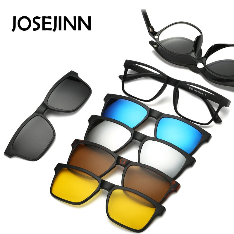 5+1 suit Fashion Clip On Sunglasses Women Frames Clips Magnetic Sunglasses Magnet eyeglasses men Clip glasses 6 in 1