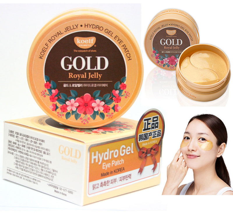 Best Korea Cosmetic KOELF Gold &amp; Royal Jelly Hydro Gel Eye Mask Patch 60pcs Piel suave y firme Máscara para ojos PETITFEE Sub-marca