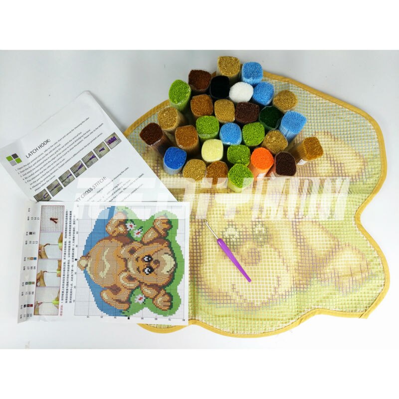 New Latch Hook Rug Kits DIY Handarbeit Unfertige Häkelteppich Garn Kissen Matte Stickerei Teppich Teppich Ted und Hund Wohnkultur