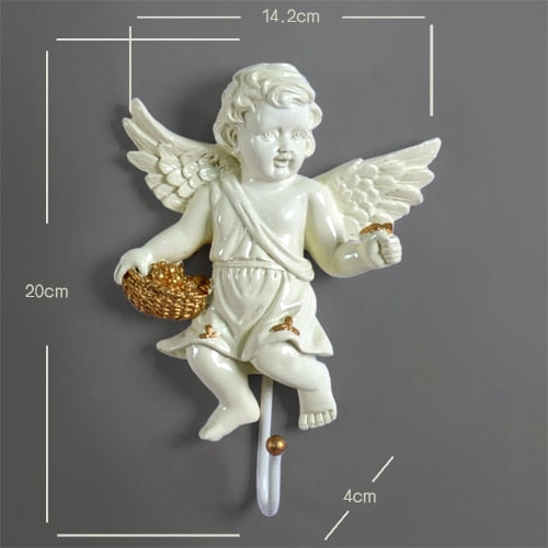 European angel statue wall decor hanger Creative TV blackground home mural living room wall art coat bag keys holder hanger