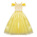 VOGUEON Girls Princess Belle Party Dress Beauty and The Beast Kids Dress up Halloween Cosplay Costume Little Girl Prom Clothing