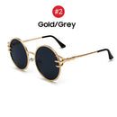 VIVIBEE Retro Skull Claw Round Sunglasses for Women Fishion 2022 Trending Product Gothic Sun Glasses Gold Metal Frame Shades