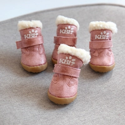 4pcs/set Snow dog clothing &amp; shoes Winter Cotton Shoes For Dog Yorkshir Anti Slip Warm Puppy Lot Little Small Animal Accessories