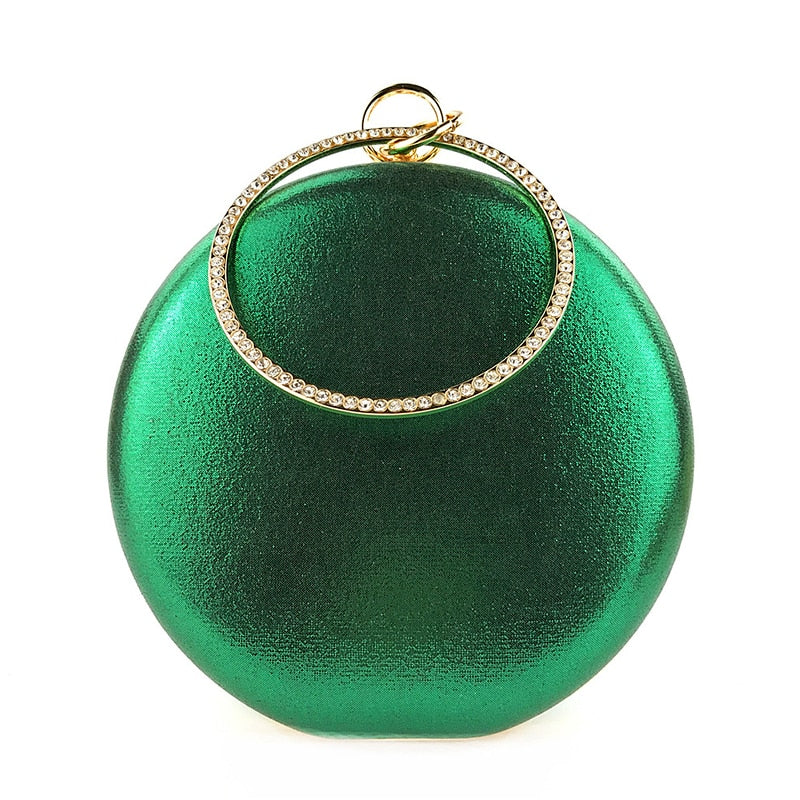 Bolso de mano verde para mujer, bolso de mano redondo, bolso de noche, bolso de boda de cristal y bolso de mano, bolso de hombro con cadena exquisita ZD1244