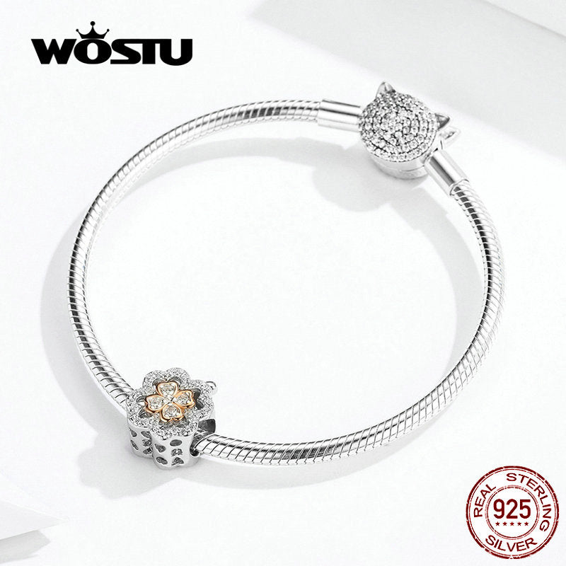 WOSTU Authentic 925 Sterling Silver Goods Luck Beads Charm Fit Original Bracelet Bangle Jewelry Lucky Gift CQC1247