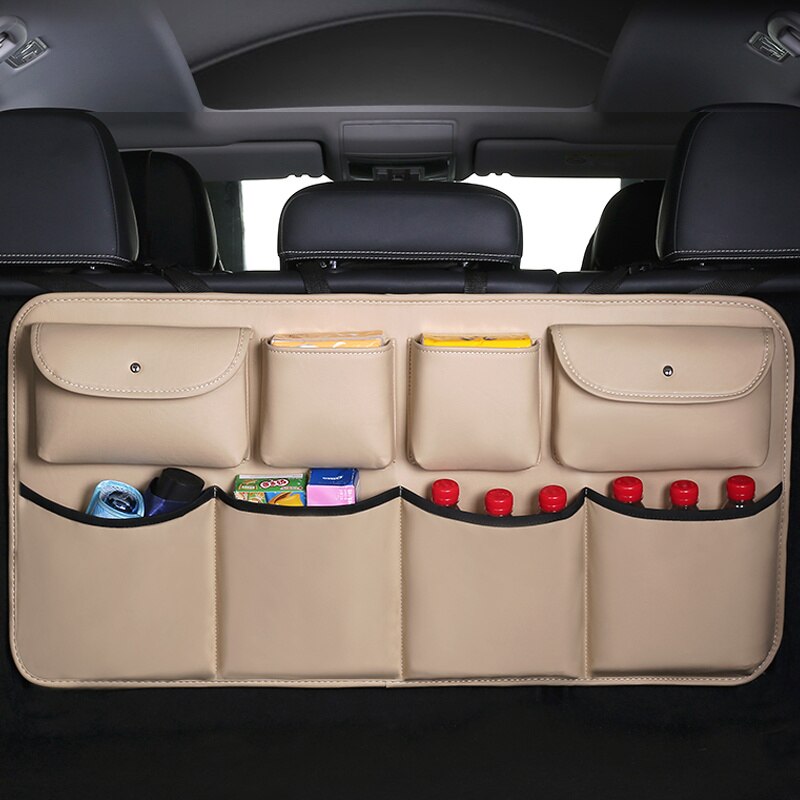 2023 New PU leather Car Rear Seat Back Storage Bag Multi-use Car Trunk Organizer Auto Stowing Tidying Auto Interior Accessories