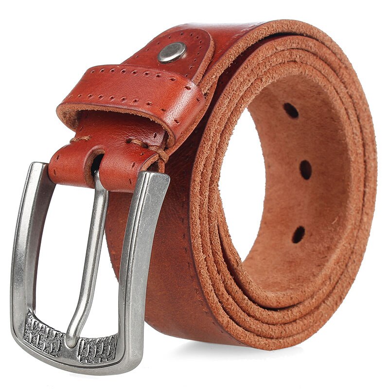 MEDYLA Fashion Brand Men's Genuine Leather Belt High-quality Alloy Buckle Casual Retro Brown Long Belts 105cm to 150cm Dropship