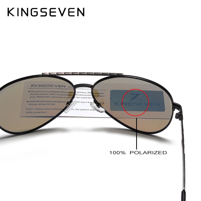 KINGSEVEN Design Herrenbrille Pilot HD Polarisierte Sonnenbrille für Herren/Damen Fahrende Sonnenbrille mit geprägtem Logo Oculos De Sol