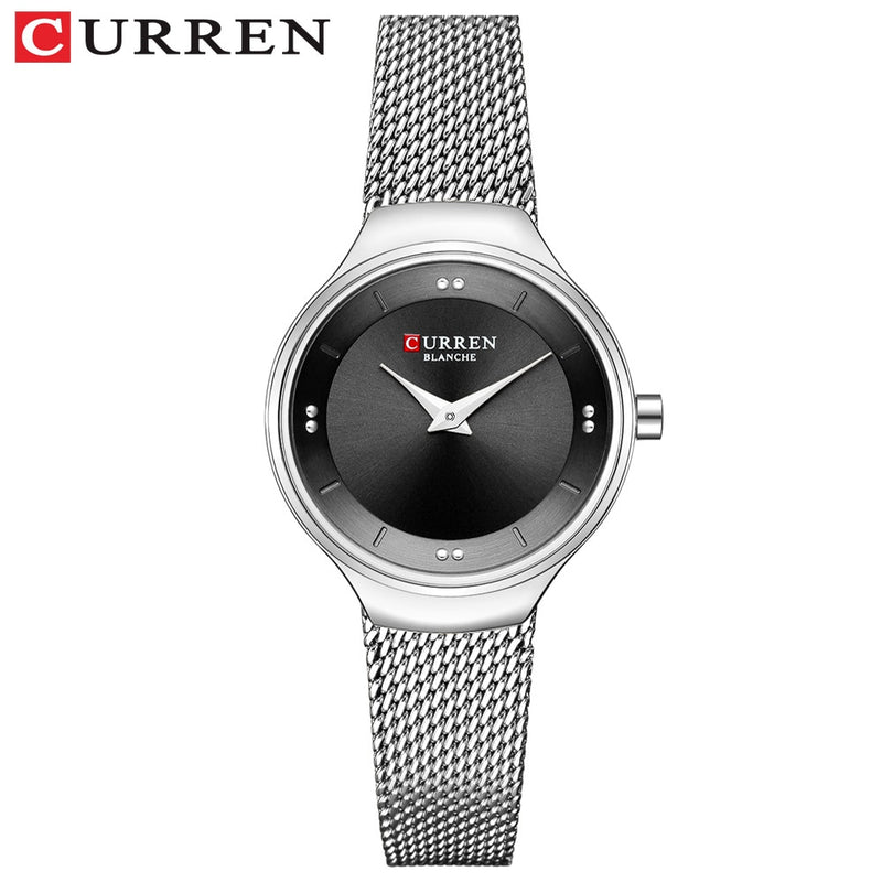 Elegant Women Watches CURREN Fashion Quartz Stainless Steel Mesh Watch Female Simple Wristwatch for Ladies Clock reloj mujer