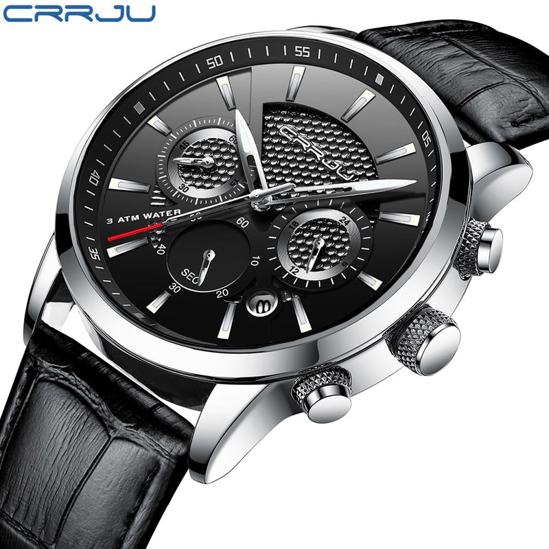 CRRJU, nuevos relojes deportivos de cuarzo a la moda para hombre, reloj de cuero de negocios de lujo, relojes de pulsera impermeables, reloj Masculino, reloj Masculino