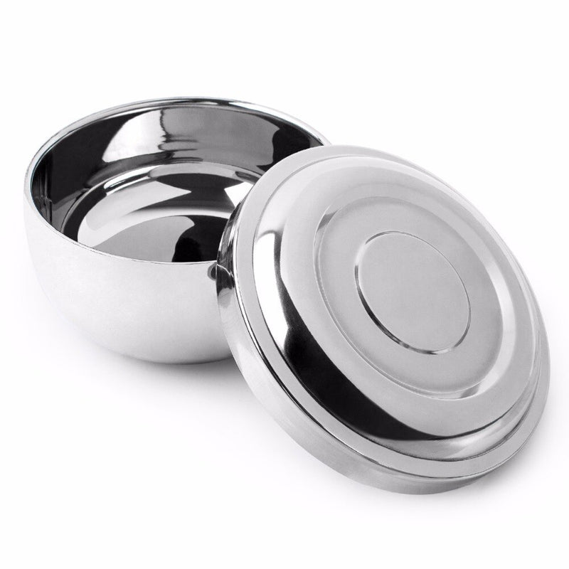 QSHAVE Stainless Steel Shaving Soap Bowl Double Edge Razor Brush Stand for Classic Safety it Shaving Cream Bowl 11 x 6.8 x 6.3cm