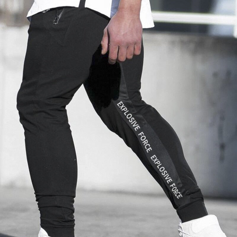 Herren Jogger Freizeithose Fitness Herren Sportbekleidung Trainingsanzug Bottoms Skinny Jogginghose Hose Schwarz Gyms Jogger Trainingshose