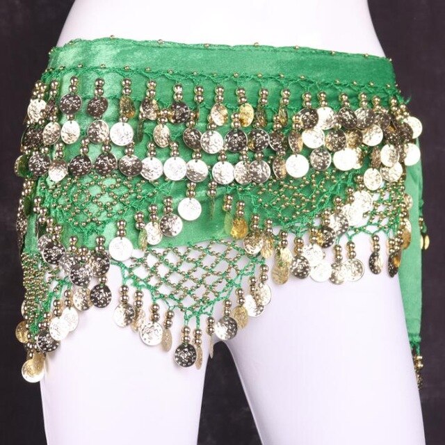 New Style top selling belly dance waist chain hip scarf bellydance coins belt dancing waist belt, 12 colors for your choice