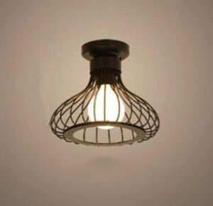 Luz de techo Vintage, lámpara de techo de hierro Retro nórdica moderna, decoración para sala de estar, Bar, Loft negro, E27, accesorio de jaula de luces para el hogar