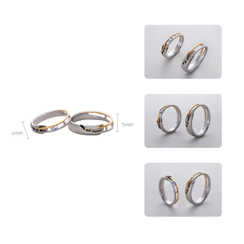 Anillos de amante de piedra lunar con diseño de riel de tren Thaya, joyería elegante de plata 925 hueca y dorada para mujer, regalo dulce de piedras preciosas