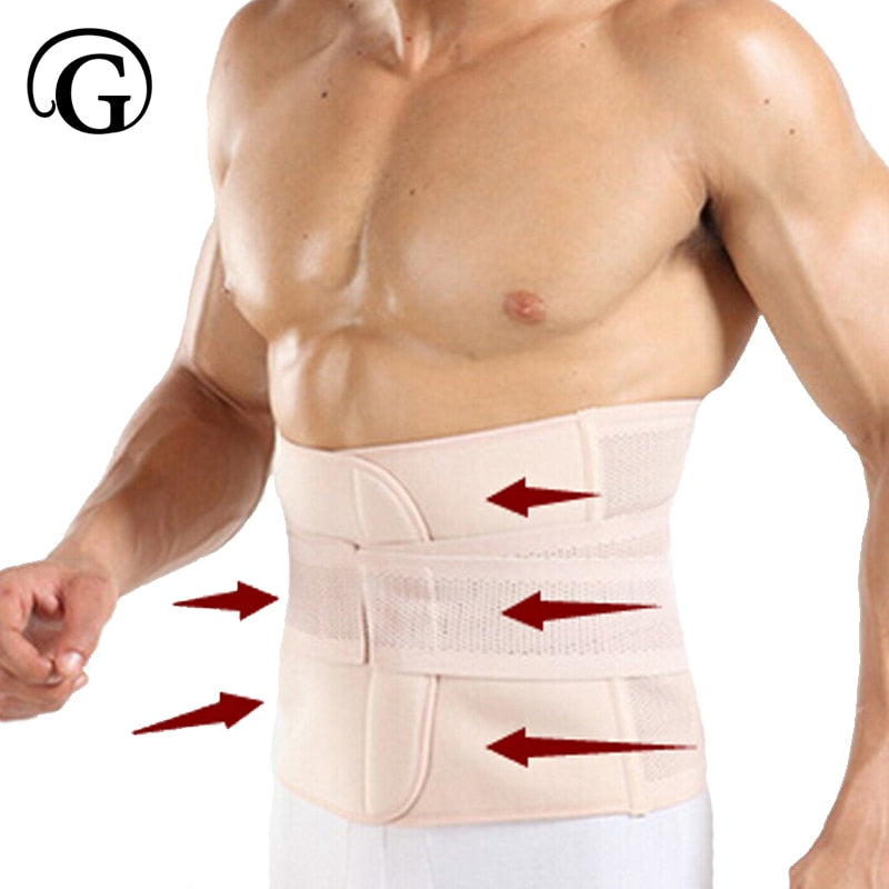 Men Sweat Girdle Shaper Slimming Abdominal Belt Waist Cinchers Back Posture Corrector Body Band