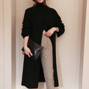2021 Korean Style Turtleneck Long fall winter Sweater Dress Side split Female Pullover mujer sueteres