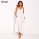 Vestidos 2022 verano ZANZEA mujeres sin tirantes Sexy cuello en V sin mangas vestido Casual suelto largo Maxi sólido vestido blanco de gran tamaño