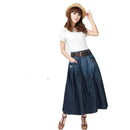 TIYIHAILEY Free Shipping Fashion Denim All-match Loose Casual Jeans Skirt Elastic Waist Long Skirt For Women With Belt S-3XL