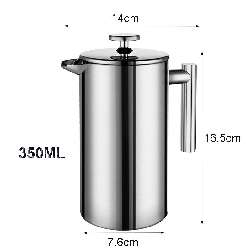 Kaffeemaschine French Press Edelstahl-Espresso-Kaffeemaschine Hochwertige doppelwandige isolierte Kaffee-Teekocher-Kanne 1000 ml