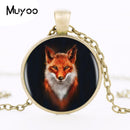 Hot Sale Fox Logo Pendant Necklace Handmade Resin Vintage Cabochon Tibetan Round  Chain Pendant Necklace Women Jewelry HZ1