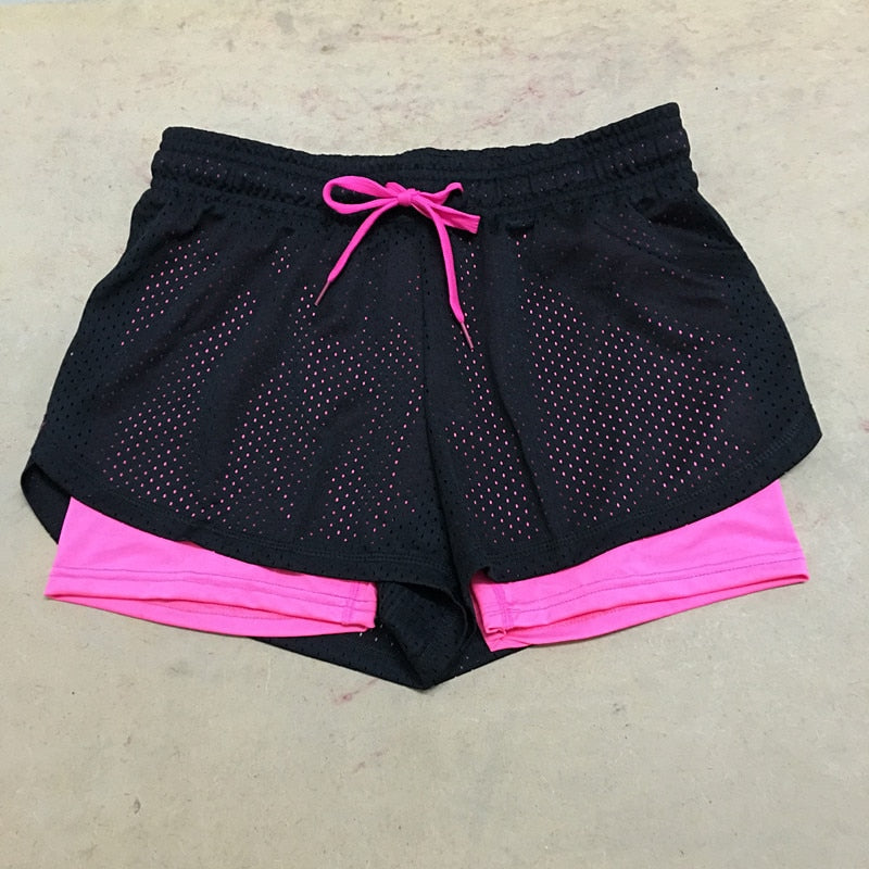 Pantalones cortos de yoga deportivos sueltos para mujer Cintura ajustable Fitness Pantalones cortos para correr