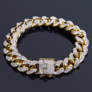 TOPGRILLZ Hip Hop Male Jewelry Bracelet Copper Iced Out Gold Color Plated CZ Stone 14mm Chain Bracelets With 7" 8" Two sizes