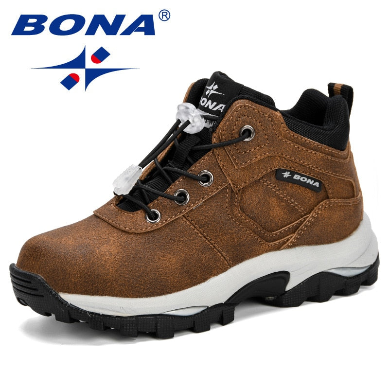 BONA Boys Girls Fashion Sneakers Children School Sport Trainers Synthetic Leather Kid Casual Skate Stylish Designer Shoes Comfy