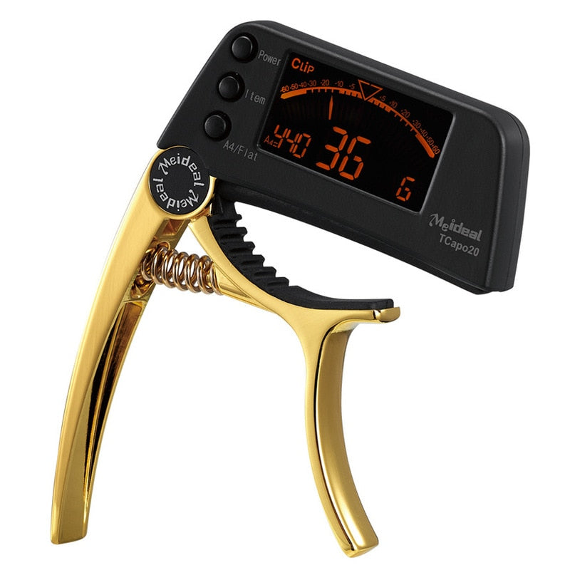 TCapo20 Afinador de guitarra acústica Capo Guitar Capofret 2 en 1 Capo Tuner Metal para guitarra eléctrica Bajo Piezas cromáticas