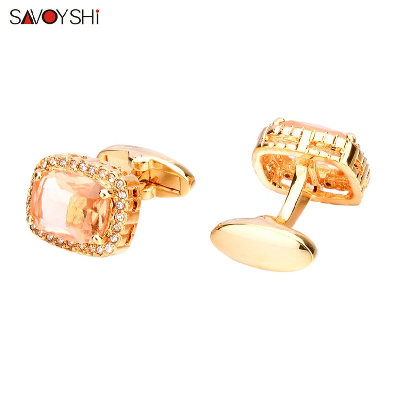 SAVOYSHI Luxury Wedding Shirt Cufflinks for Mens Gift Crystals Cuff links Brand High Quality Fashion Jewelry Free carving name