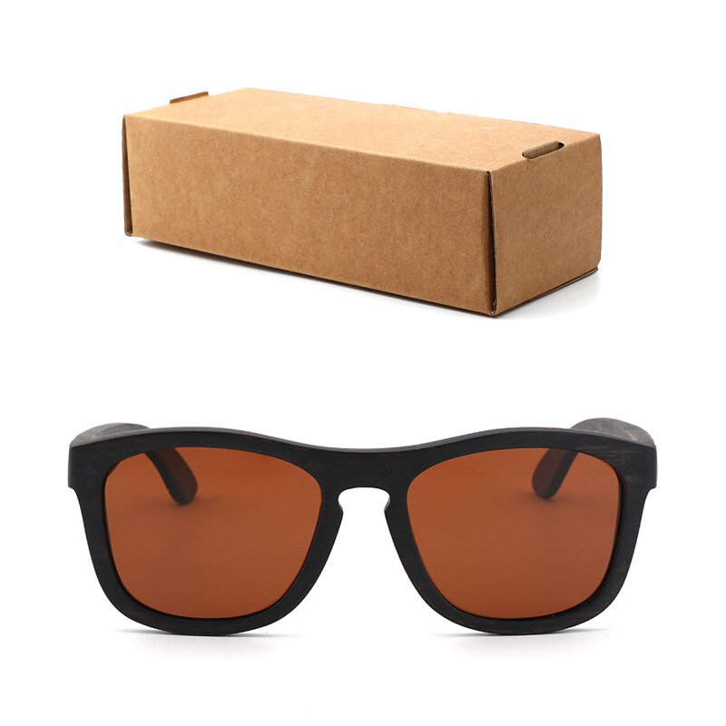 Retro hombres polarizados mujeres gafas de sol madera negra niños parejas gafas de sol hechas a mano UV400 con caja de madera de bambú