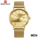 NAVIFORCE Couple Watch Luxury Quartz Mens Watch Women Simple Wristwatch Clock for Male Female Waterproof Lovers Gift Watch 2019