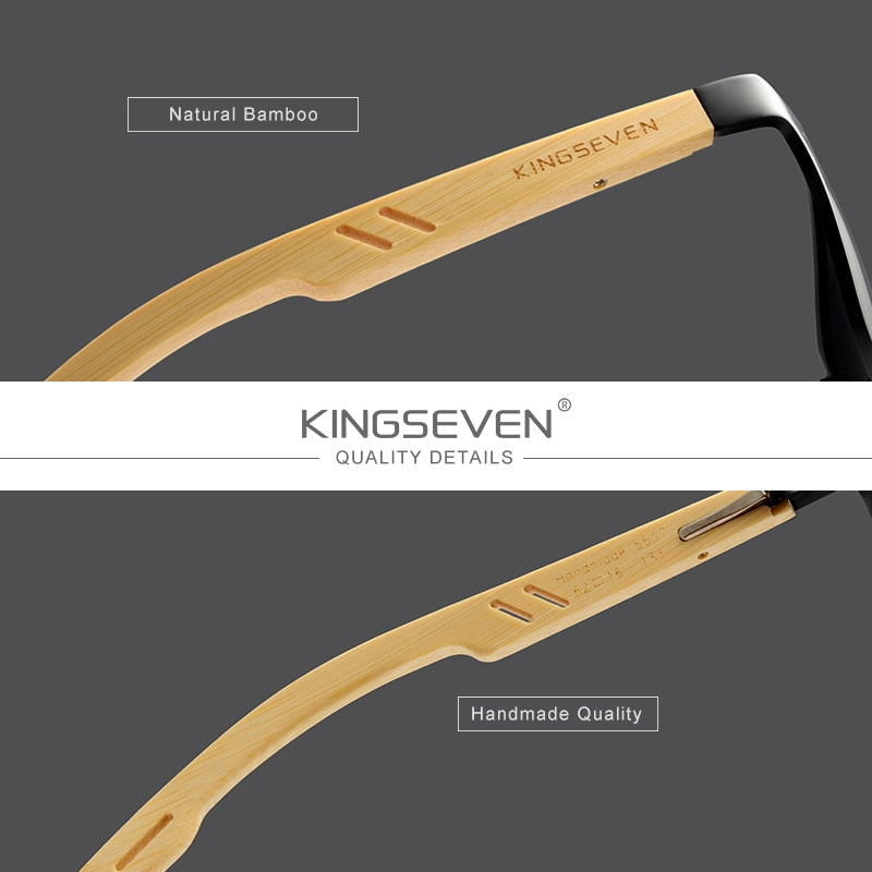 KINGSEVEN Brand Original Design Aluminum+Bamboo Natural Wooden Handmade Sunglasses Men Polarized Eyewear Sun Glasses For Women