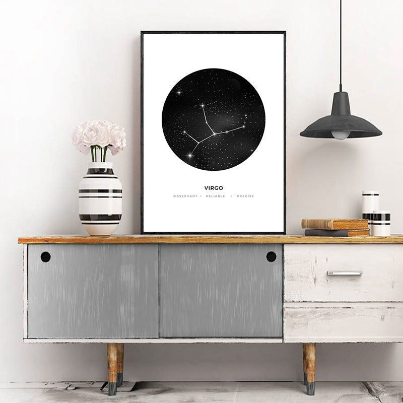 12 Constellations Home Decor Nordic Canvas Painting Wall Art Modern Abstract Posters and Prints Minimalist Art for Living Room