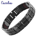Escalus Men's Black Pure Titanium Magnetic For 4in1 Magnets Negative Ions Germanium Health Bracelets Jewelry