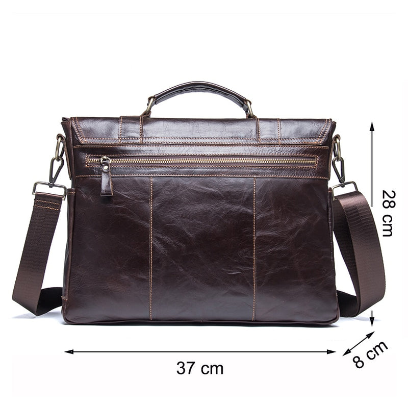 CONTACT'S Men's Briefcase Genuine Leather Business Handbag Laptop Casual Large Shoulder Bag Vintage Messenger Bags Luxury Bolsas