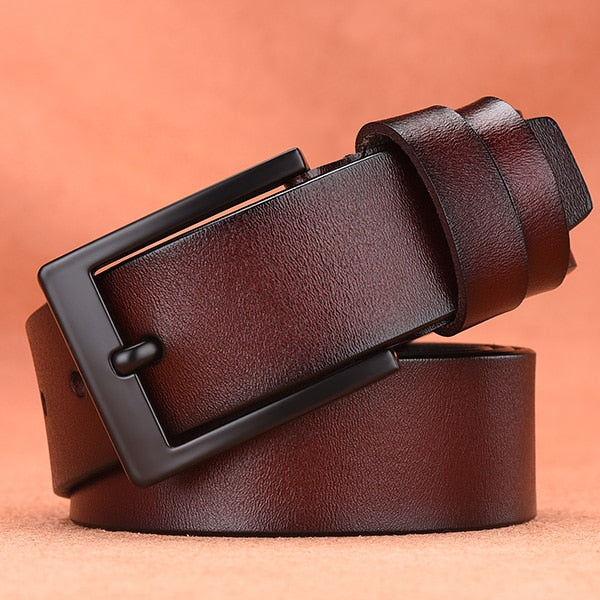 DWTS cow genuine leather luxury strap male belts for men new fashion classice vintage pin buckle leather belt male  belt men