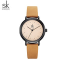Shengke Simple Watch For Women Brown Retro Leather Relogio Feminino Top Brand Women&